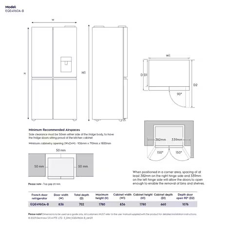 Electrolux Kulkas 4 pintu Multi Door UltimateTaste 492L - EQE4960A-B